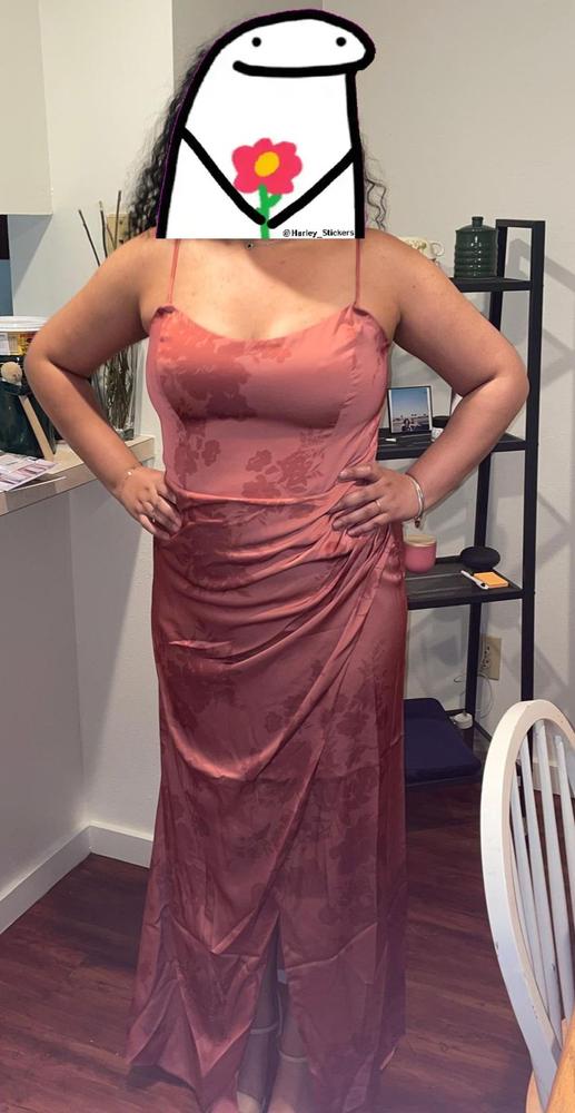 Anne Matte Satin Dress - Wild Rose Whimsical Blooms - Customer Photo From Taina 