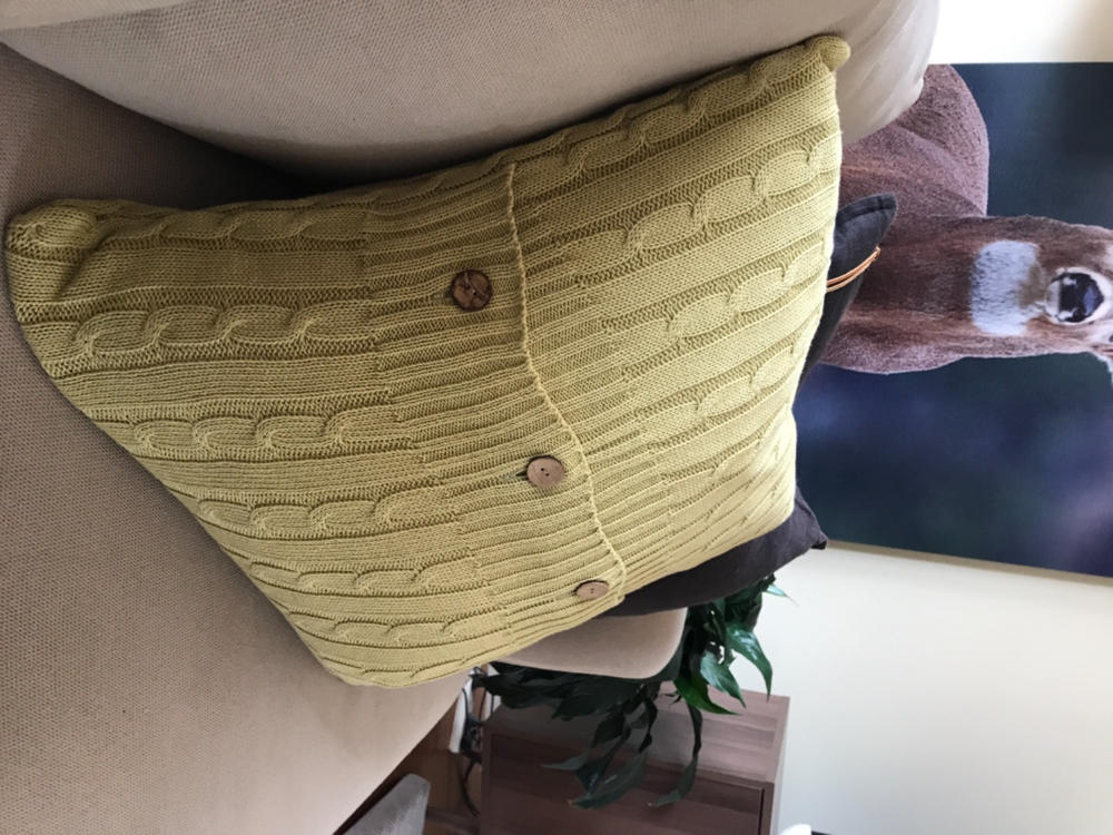 Light Green Cable Knit Cushion Cover - 50cm x 50cm - Customer Photo From Julie Martin
