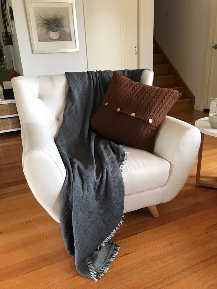 Chocolate Cable Knit Cushion Cover - 50cm x 50cm - Customer Photo From Julie Martin