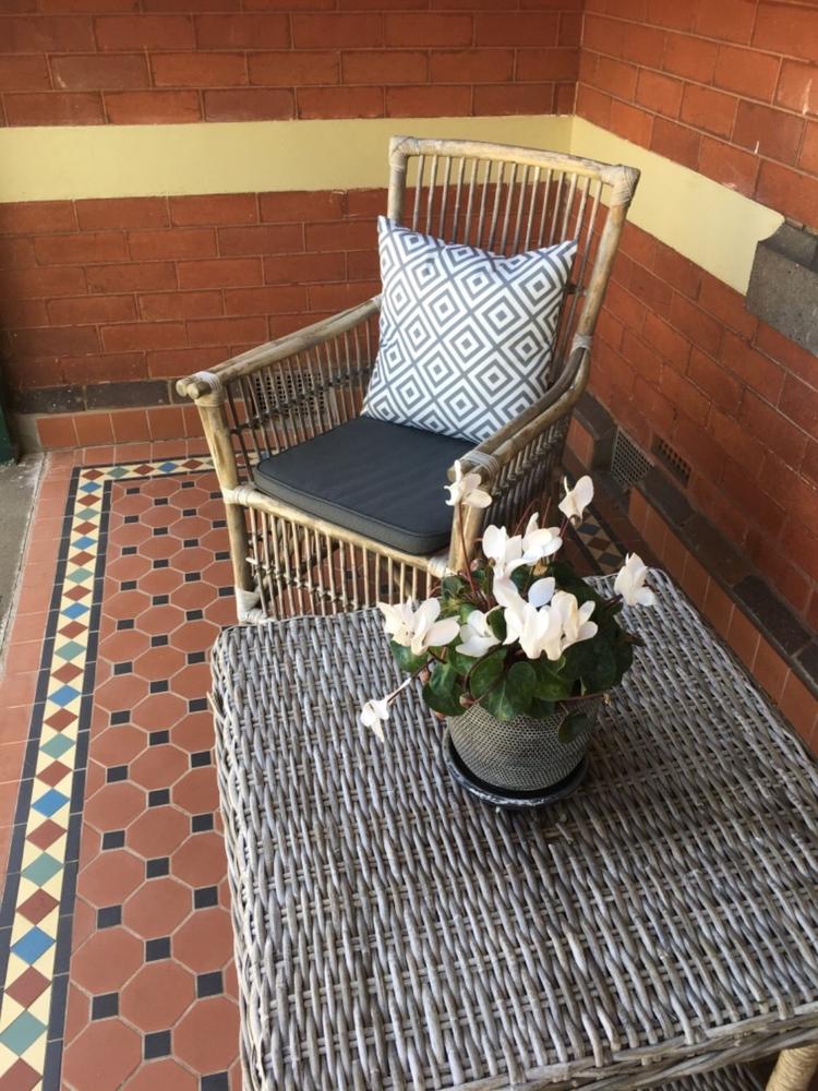 Byron Geometric Waterproof Grey Outdoor Cushion Cover - 45cm x 45cm - Customer Photo From Helen Lampp