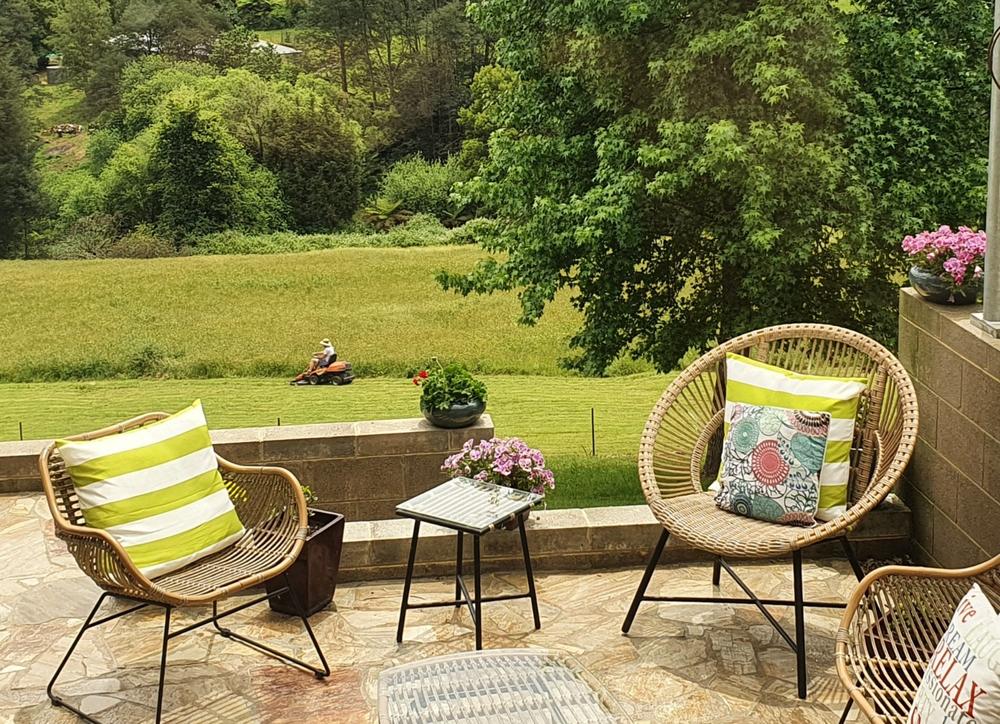 Byron Striped Waterproof Green Large Outdoor Cushion Cover - 55cm x 55cm - Customer Photo From Amber Willems-Jones