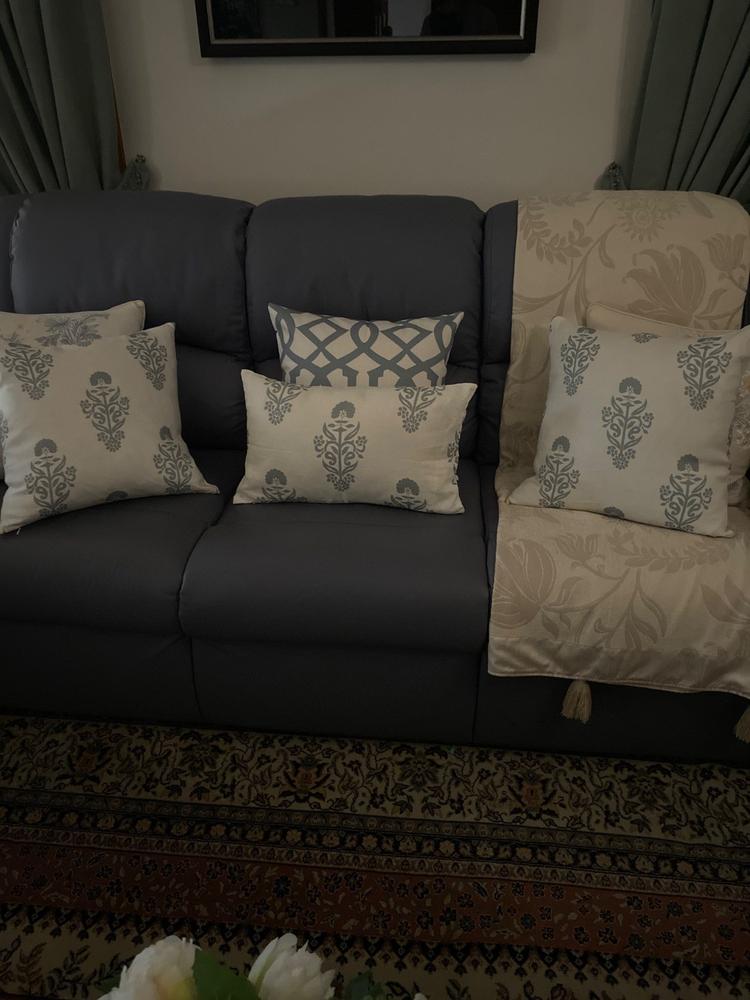 Hamptons Duck Egg Trellis Cushion Cover - Customer Photo From Maria Pereira