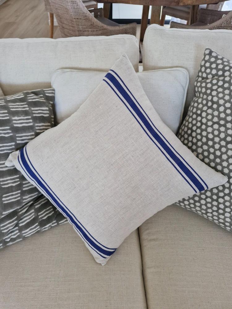 Ivy Linen Blue Striped Cushion Cover - Customer Photo From Marilyn Beattie
