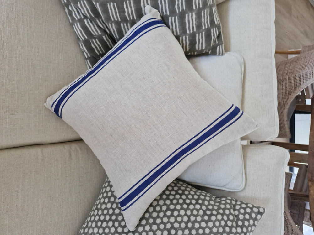Ivy Linen Blue Striped Cushion Cover - Customer Photo From Marilyn Beattie