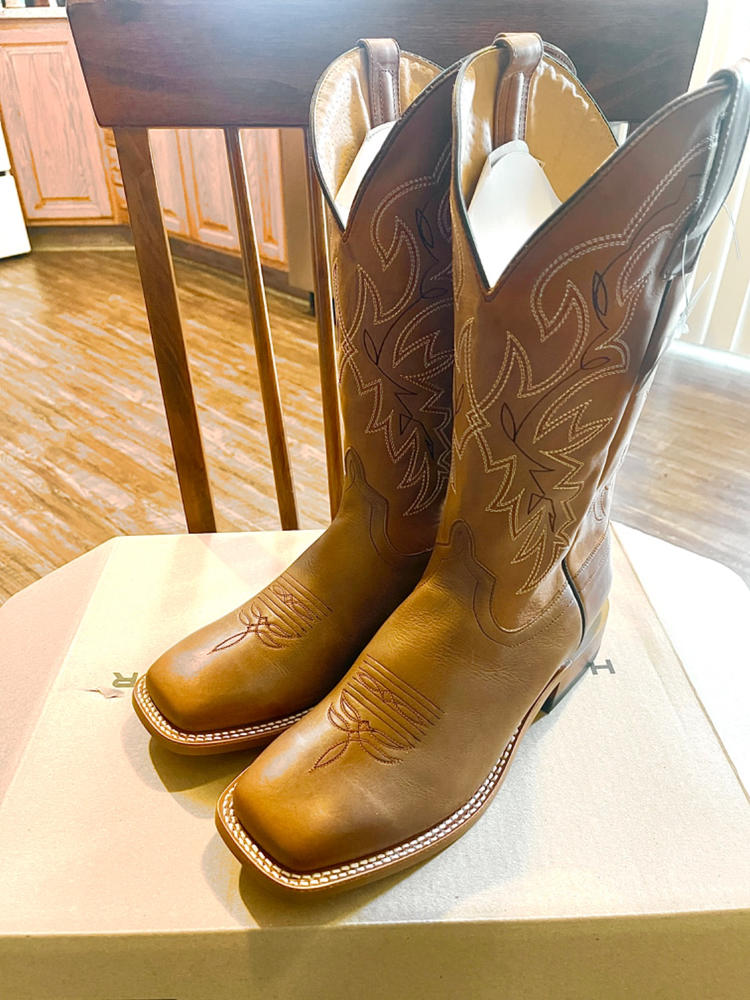 Horse Power by Anderson Bean Mens Brass Tang Leather Cowboy Boots - Customer Photo From Justin Simon
