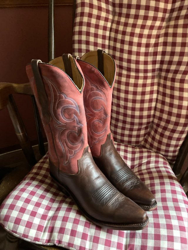 Old West Red/Brown Womens Leather Fashion 12in Cowboy Boots - Customer Photo From Patricia Gilford
