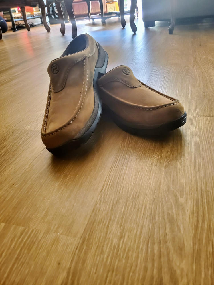 Roper Mens Lightweight Slip-Ons Tan Oiled Leather Comfort Loafer Shoes - Customer Photo From Dennis Stanley