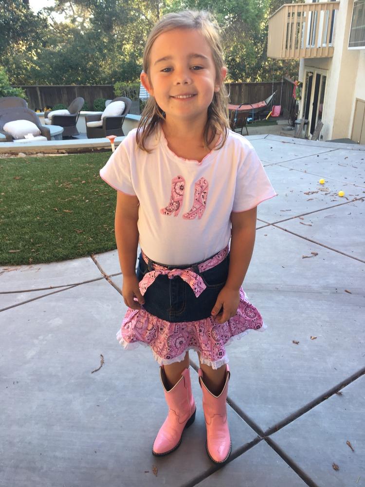 Old West Pink Childrens Girls Corona Leather J Toe Cowboy Western Boots - Customer Photo From Lucinda H.