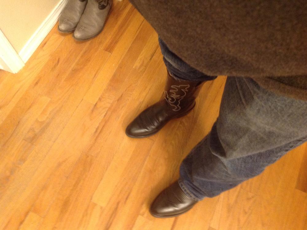 Old West Black Mens All Leather Stitch Narrow Round Toe 13in Cowboy Boots - Customer Photo From Felix Roldan