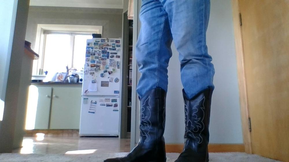 Old West Black Mens All Leather Stitch Narrow Round Toe 13in Cowboy Boots - Customer Photo From Garry Smith