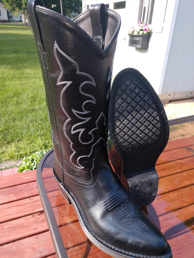 Old West Black Mens All Leather Stitch Narrow Round Toe 13in Cowboy Boots - Customer Photo From Joel Schutt