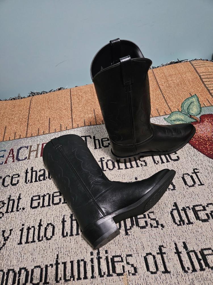 Old West Black Mens All Leather Stitch Narrow Round Toe 13in Cowboy Boots - Customer Photo From Steven Searle