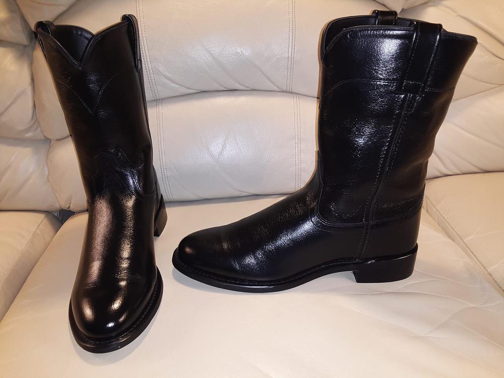 Old West Black Mens Corona Calf Leather Roper Toe Cowboy Boots - Customer Photo From James W.