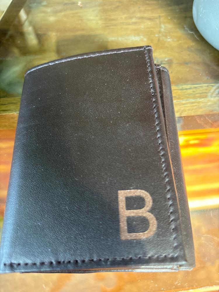 Personalized Leather TriFold - Customer Photo From Blake