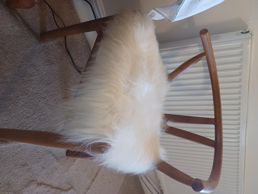 Sheepskin Seat Pad - Icelandic Long Wool - Natural White - Customer Photo From Joanna Auburn 