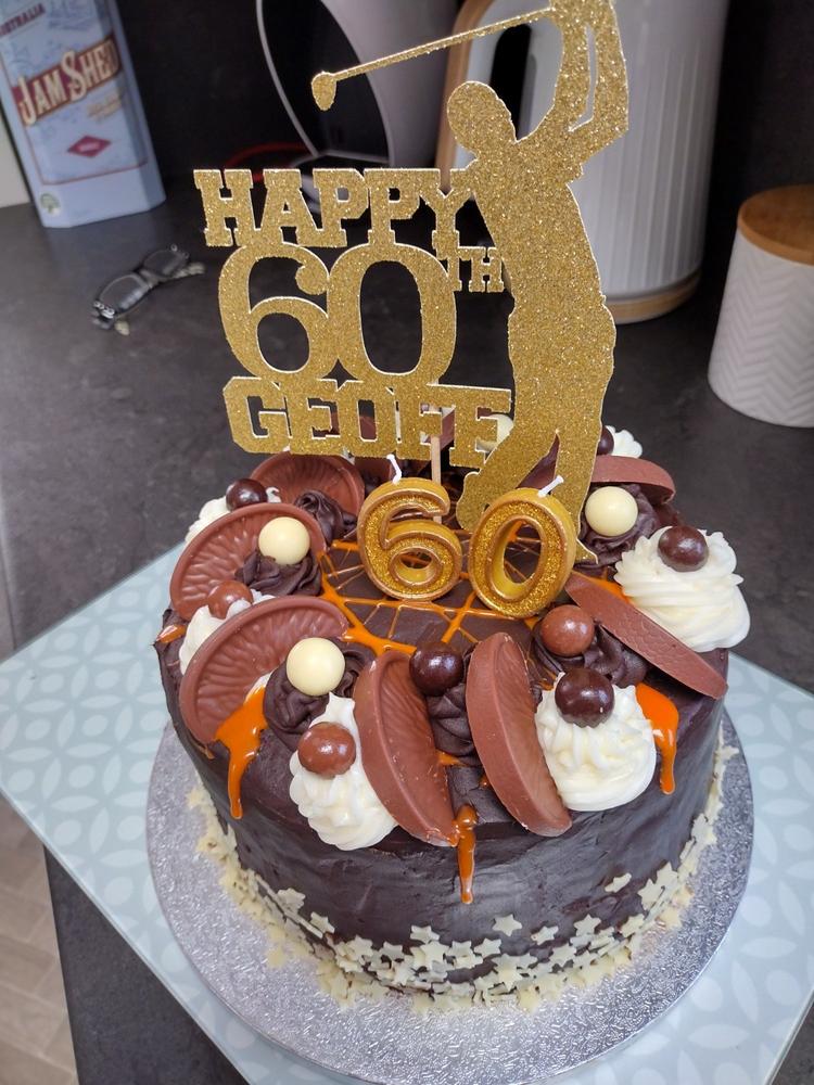 Personalised golf birthday cake topper with name and age, Golf themed - Customer Photo From Donna Hall