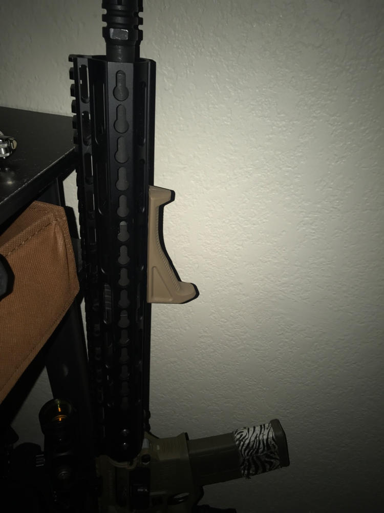 Tactical KeyMod Angled Forward Foregrip Fore Grip Forend Hand Stop Black / Tan - Customer Photo From Anonymous