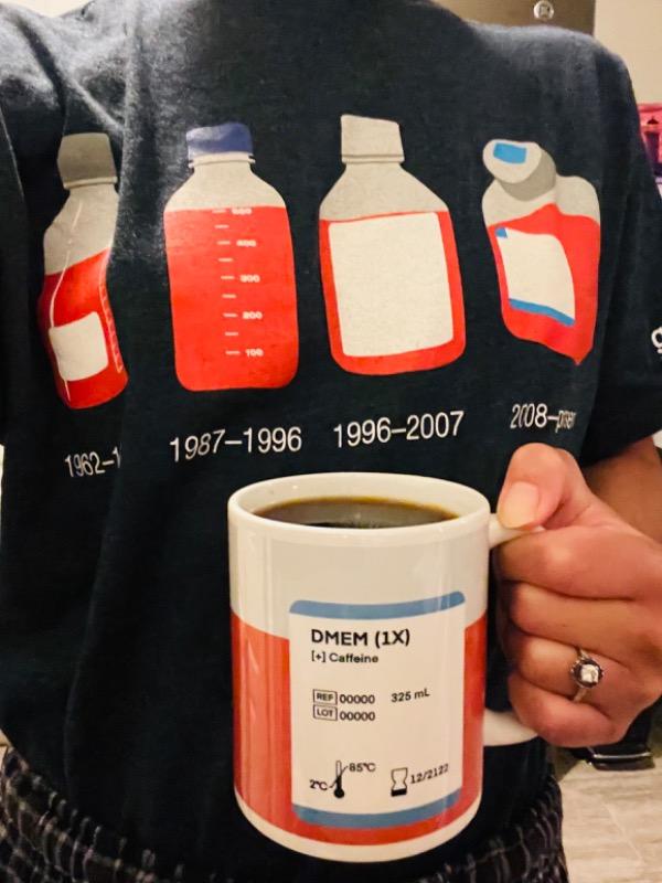 Cell Media DMEM [+] Caffeine White Glossy Mug | Gift for Cell Biologists - Customer Photo From Xi Chen