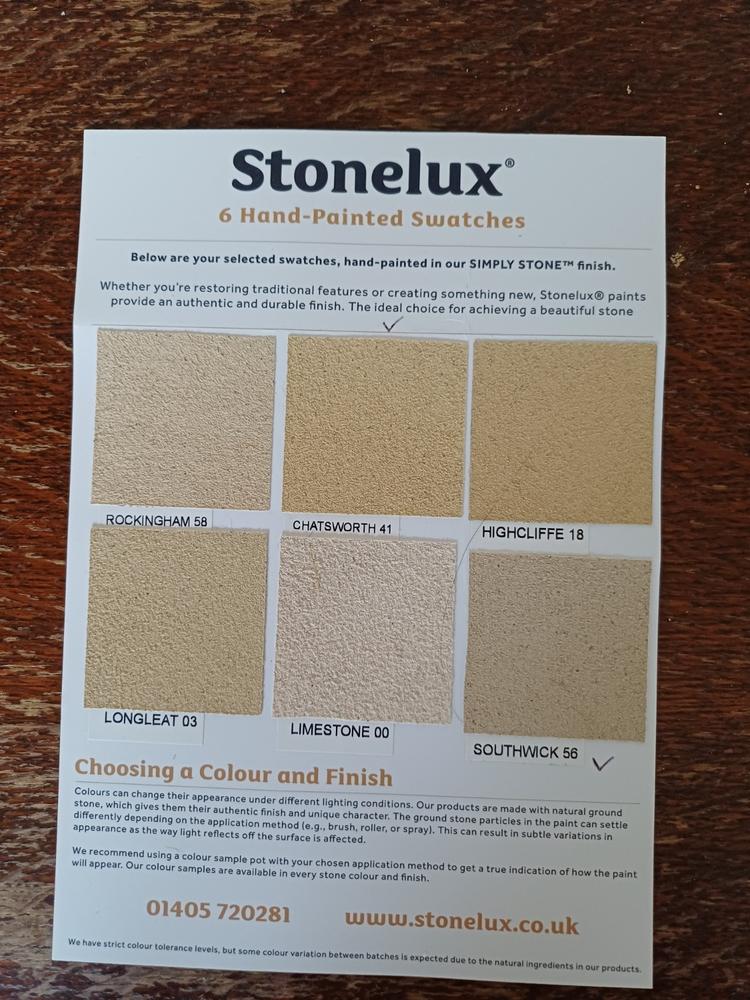 Stonelux® Hand-Painted 6-Swatch Card - Customer Photo From Godfrey C.