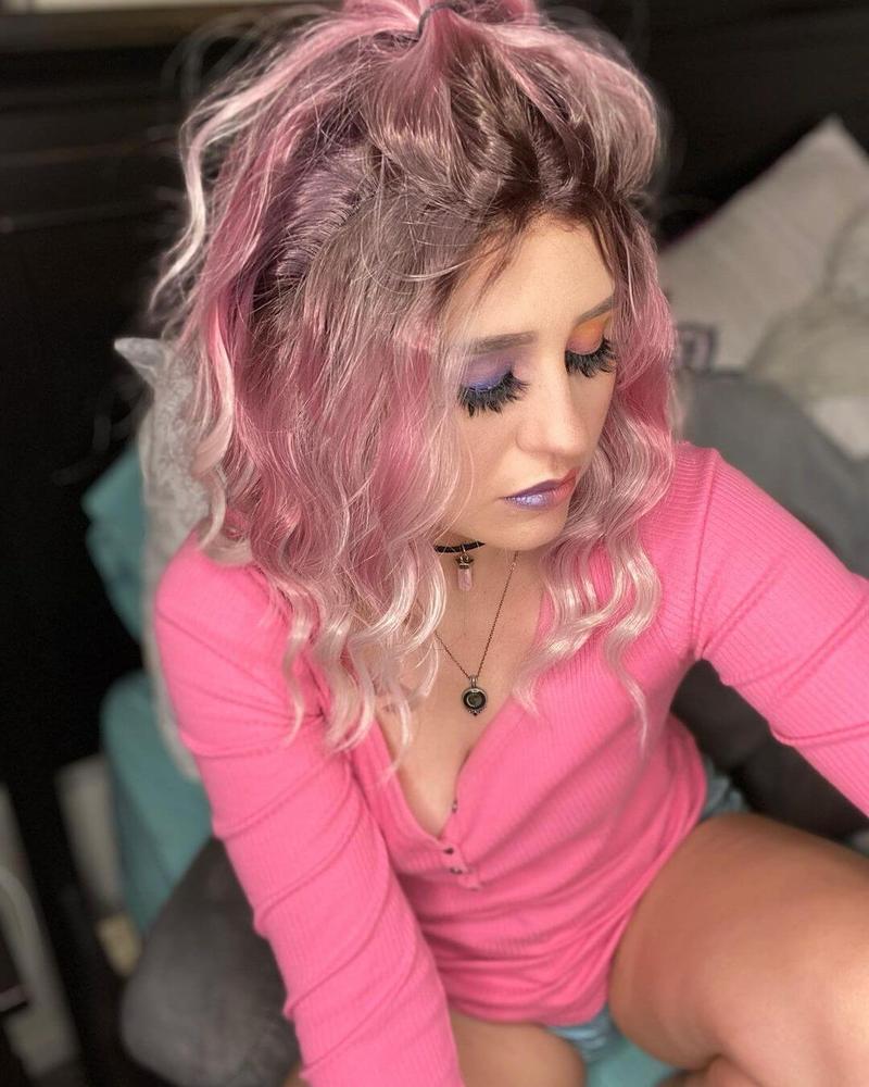 Ombre Pink Synthetic Lace Front Wig WW134 - Customer Photo From Dream