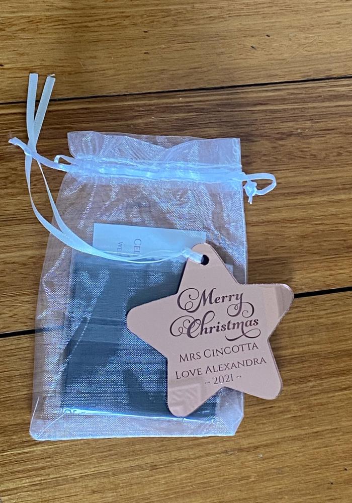 Personalised Teacher Gift - Christmas Star Ornament - Mirror Acrylic - Customer Photo From Emily Batskos