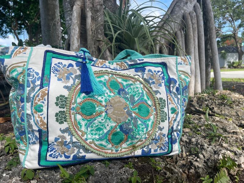 BOHO BEACH BAG - Royal Lurex - Customer Photo From Martha D Wagoner