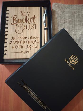 Woodgeek store My Bucket List - Personalized Wooden Notebook Review