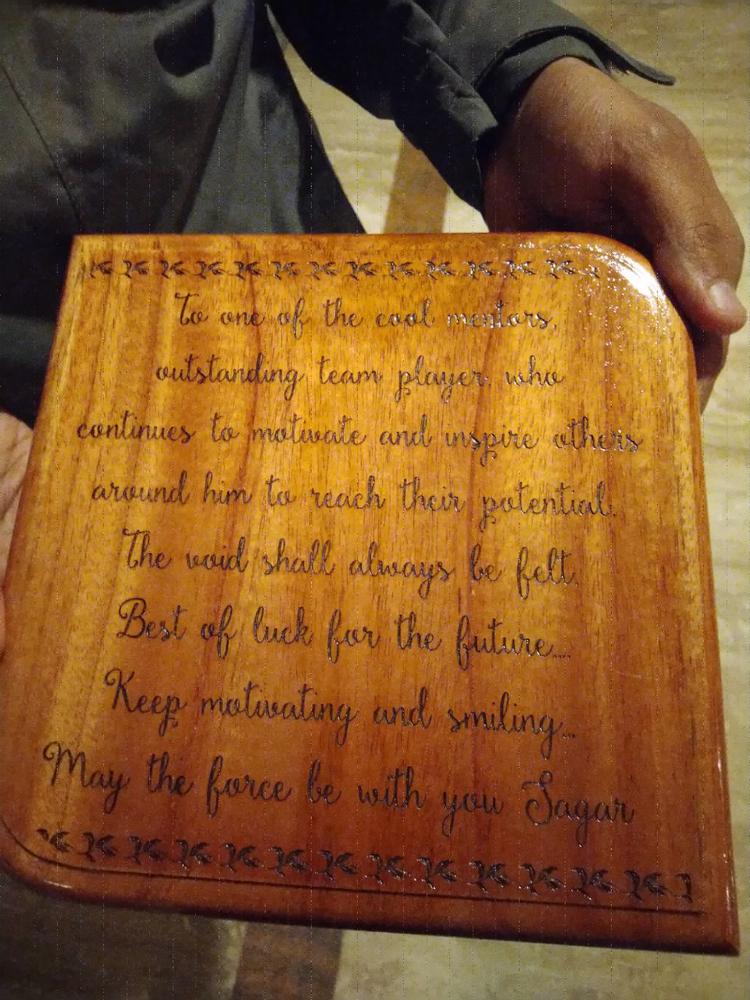 Customise Your Own Square Wooden Award Plaque - Customer Photo From Mugdha R.