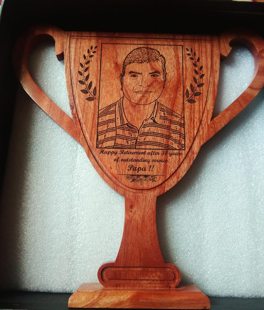 Customise Your Own Wooden Trophy Cup - Customer Photo From Aishwarya Singh