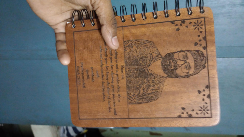 Custom Engraved Diary With Photo For Teachers - Wooden Notebook - Customer Photo From Joydeep Ray