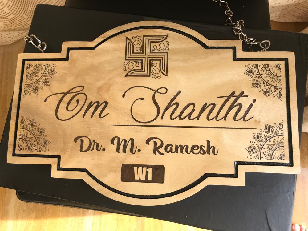 Auspicious Name Boards For House - Hanging Wooden Sign - Customer Photo From Ishaani 
