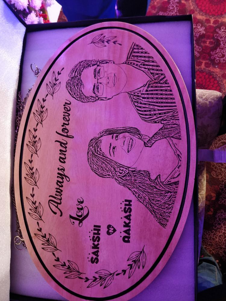 Congratulations On Your Wedding - Photo Engraved Hanging Wooden Sign - Customer Photo From Sudipti Yadav