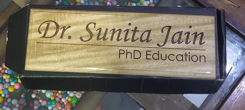 Personalized Wooden Nameplate for Office with Designation - Customer Photo From Dherya Shah