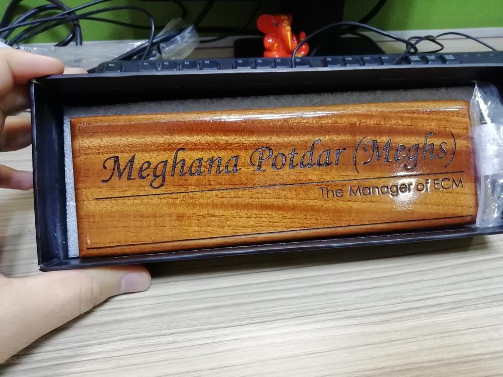 Personalized Wooden Nameplate for Office with Designation - Customer Photo From Narendra J.
