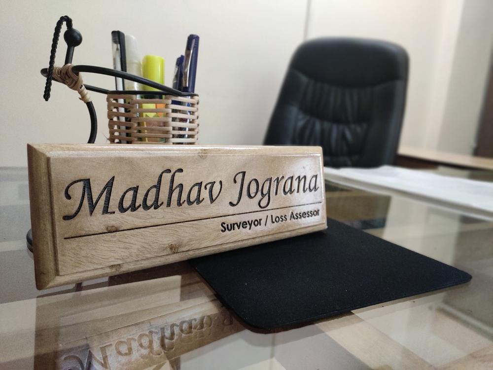 Personalized Wooden Nameplate for Office with Designation - Customer Photo From Madhav J.