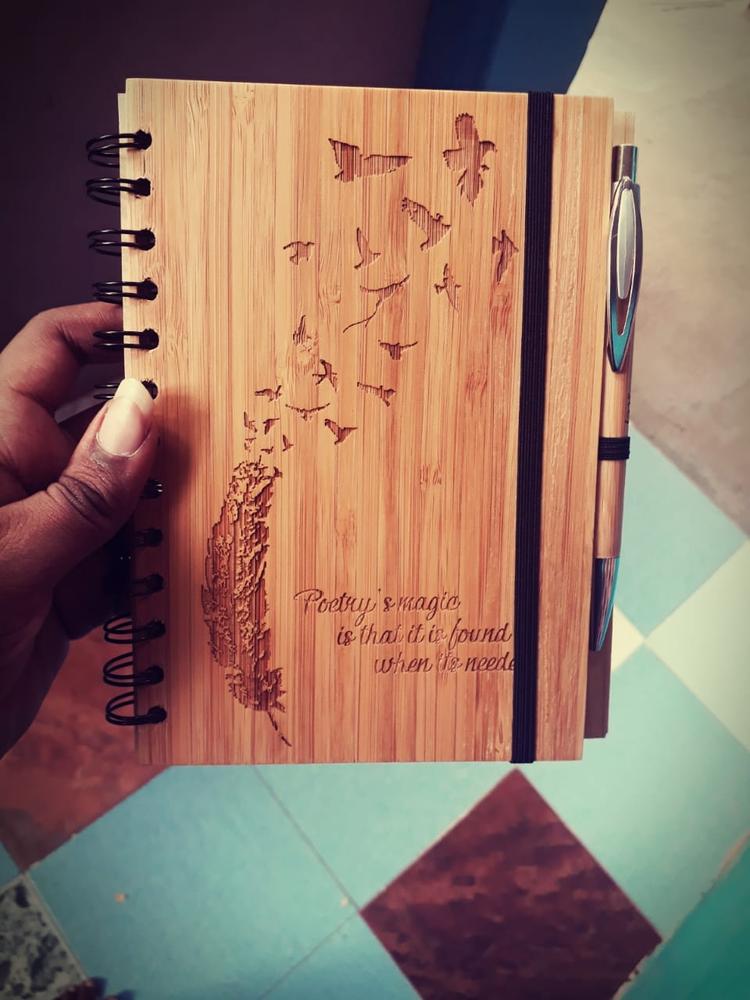 Birds of a Feather - bamboo wood notebook - Customer Photo From Stephy M.