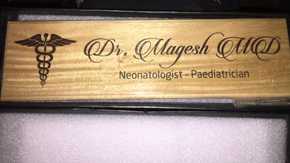 Personalized Wooden Nameplate for Doctors - Customer Photo From Umamaheswaran A