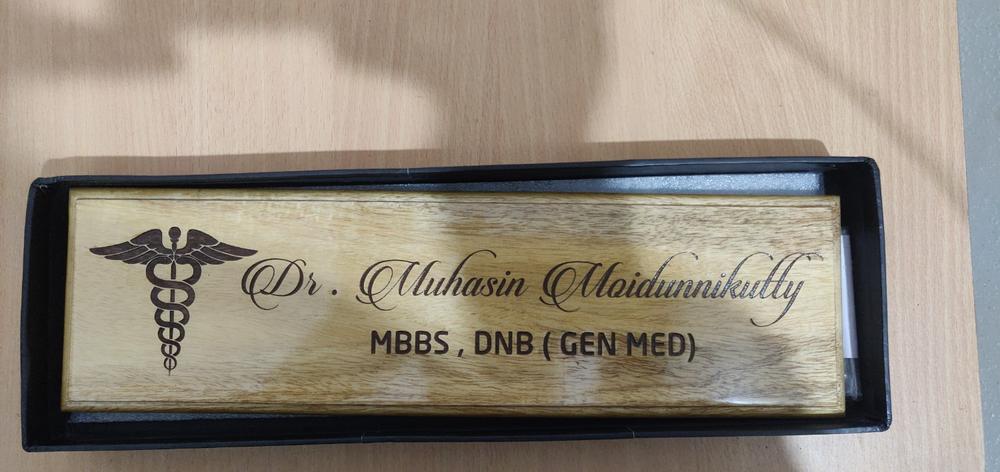Personalized Wooden Nameplate for Doctors - Customer Photo From Fathima Shemly