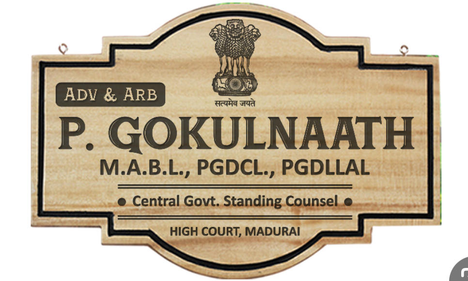 Personalized Wooden Nameplate for Lawyers - Customer Photo From P.Gokulnaath Poobalan