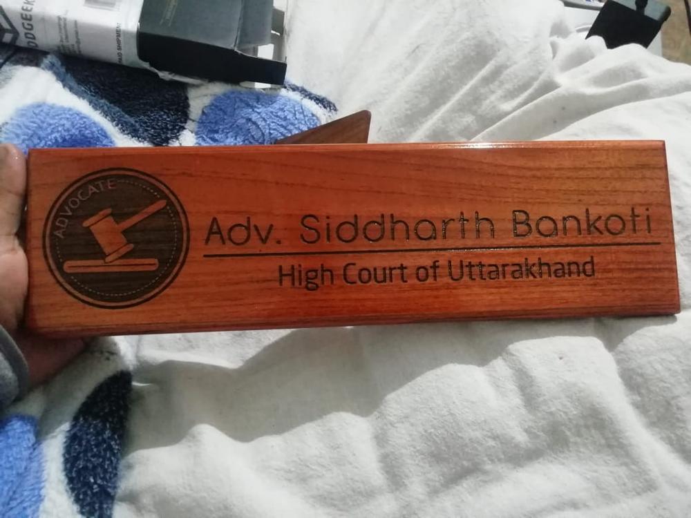 Personalized Wooden Nameplate for Lawyers - Customer Photo From Siddharth Bankoti