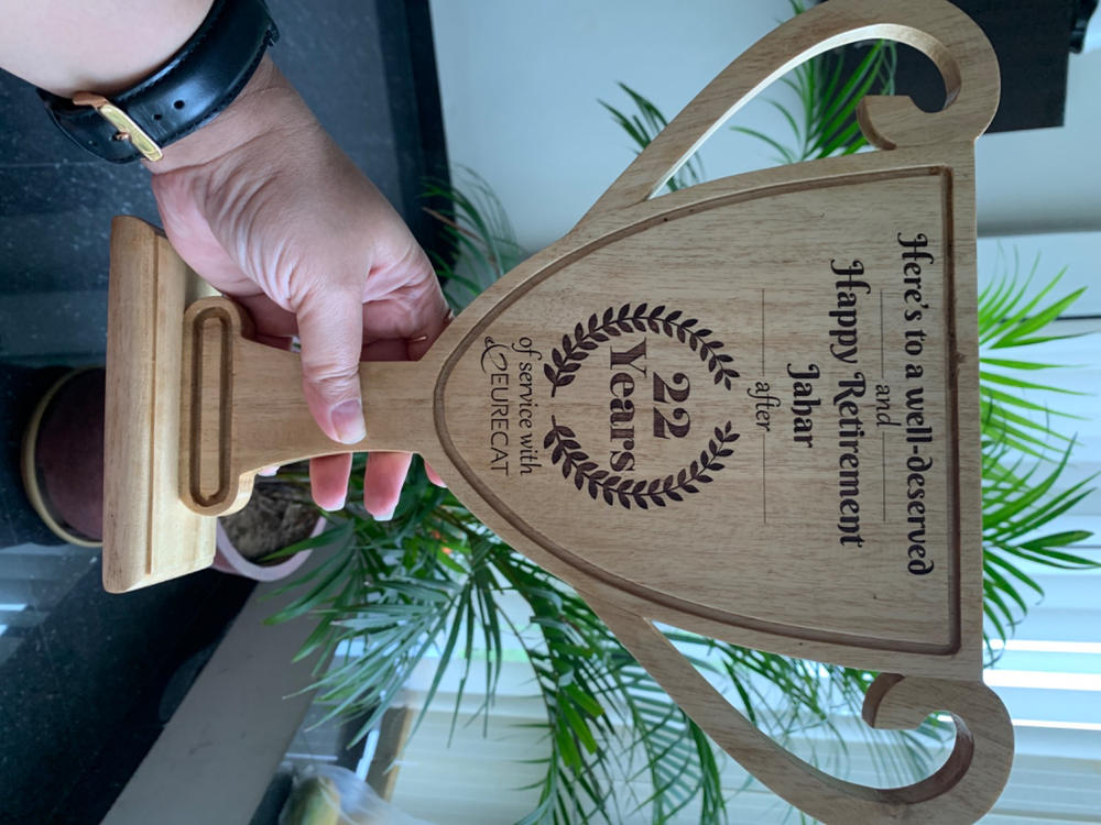 Wooden Office Retirement Trophy - Customer Photo From aashi mishra