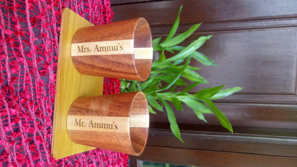 Personalized Wooden Tea & Coffee Cup Set, 6 oz/180 ml - Customer Photo From Miruthula Varshini