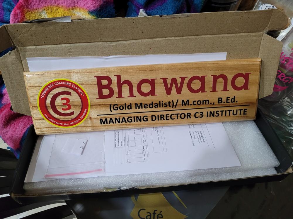 Personalized Wooden Nameplate for Doctors in Colour | Prints On Wood - Customer Photo From Bhawana Bhawana 