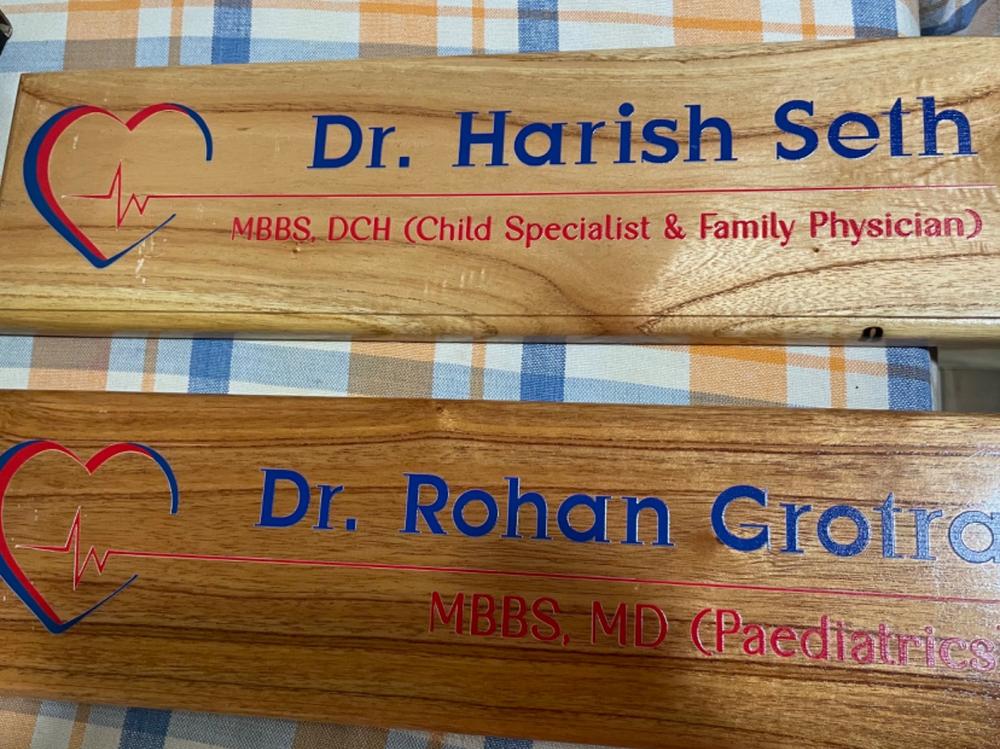 Personalized Wooden Nameplate for Doctors in Colour | Prints On Wood - Customer Photo From ROHAN GROTRA