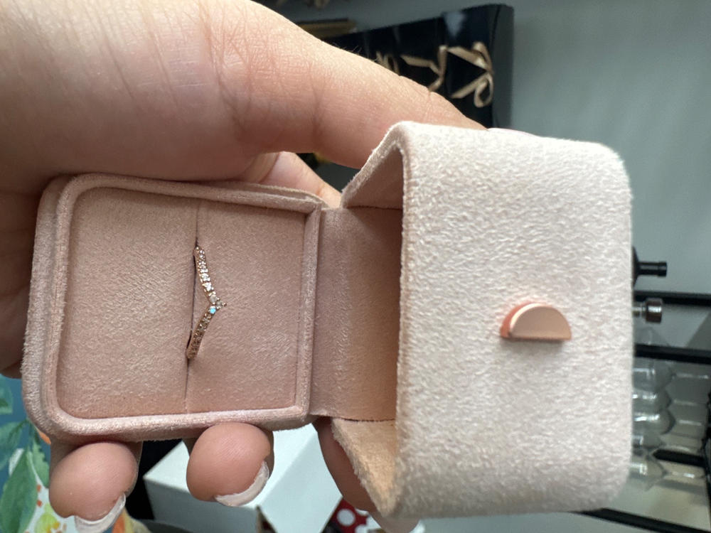Moonstone Wedding Band, V Gold Ring With Moonstones - Customer Photo From Emily Aguallo
