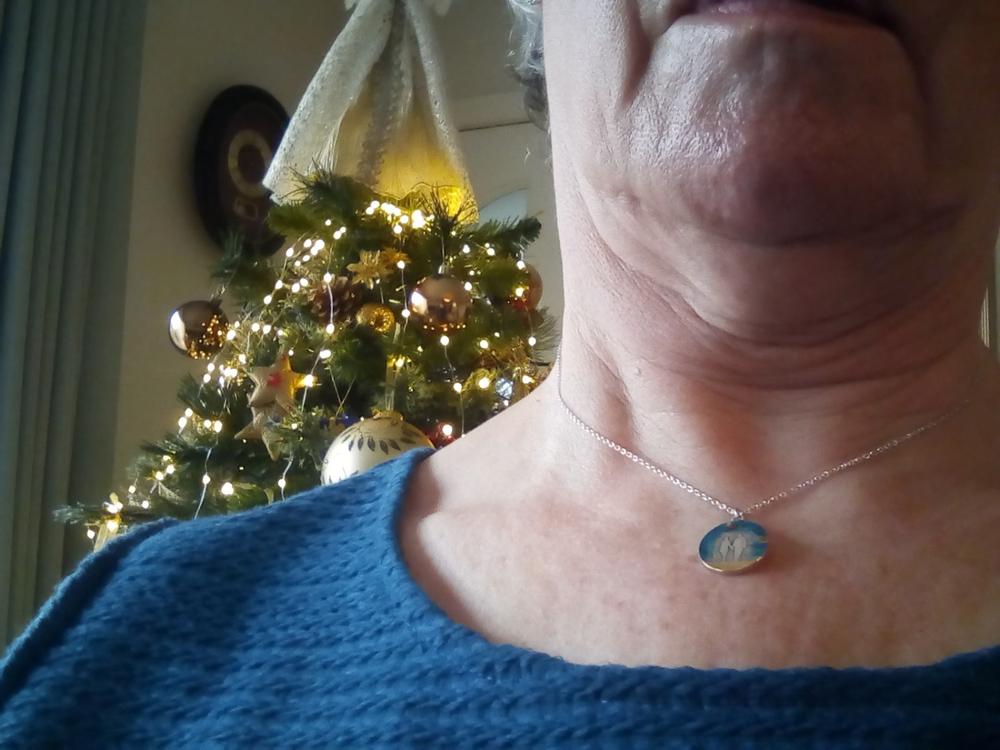 Round Couple Necklace with Blue Sky - Customer Photo From Nerys Jones