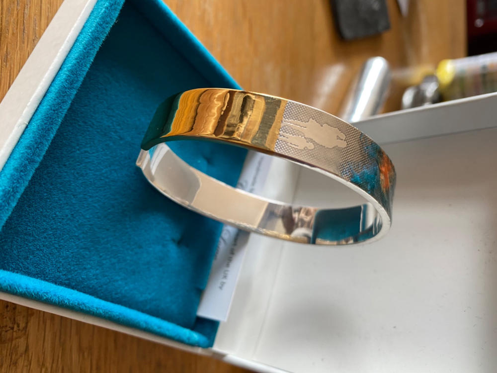 Blue Sky Memories Couple Bangles with Personalised Engraving - Customer Photo From Juliet Evans