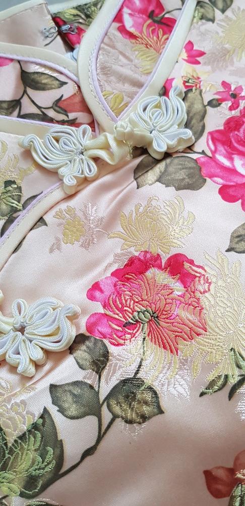 Cap Sleeve Brocade Cheongsam Floral Chinese Dress – IDREAMMART
