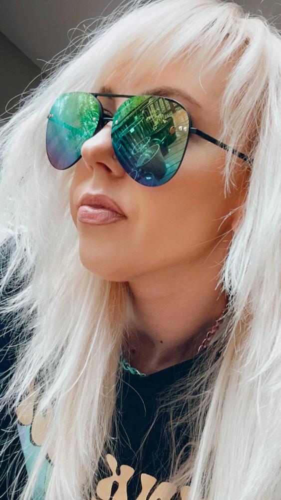 Smaller Megan 2 - Dark Green Aviator Sunglasses – TopFoxx