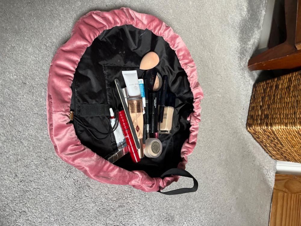 Pink Velvet  Full Size Flat Lay Makeup Bag - Customer Photo From Victoria Melonie Stone